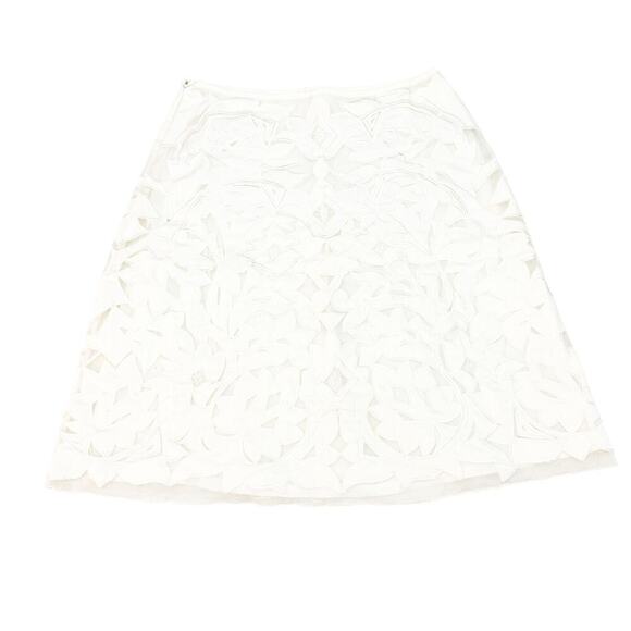 Josie Natori A-Line Skirt Embroidered Design Tulle White Wedding Size 8 MINT - Picture 1 of 5